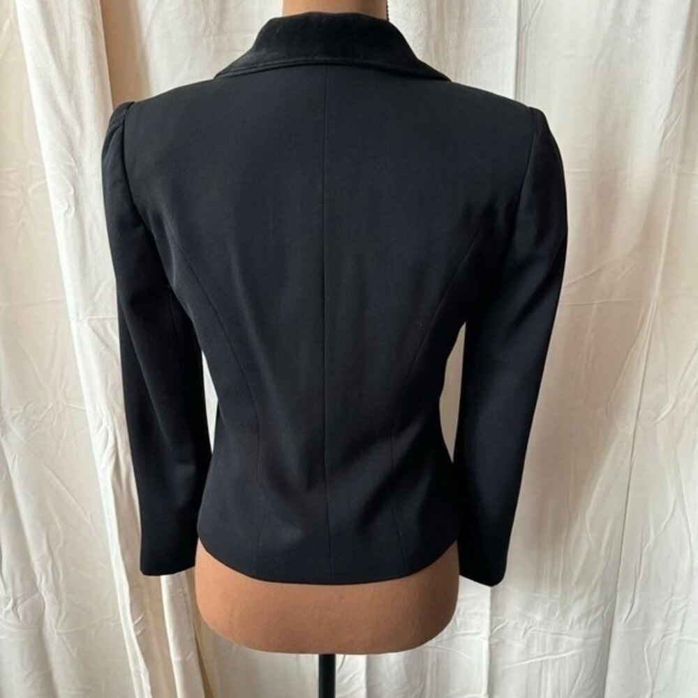 Vintage 80s Chanel Boutique Cropped Black Wool Silk Lion Head Button Blazer xs - Picture 3 of 9